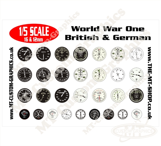 1/5 Scale WW1 British & German Set of Instrument